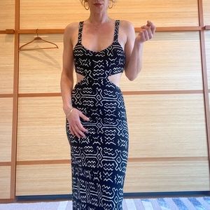 Vintage, African mud-cloth print, stretch cutout dress, size M